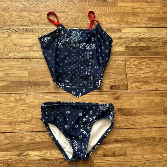 OshKosh B'Gosh Girls'‎ Two-Piece Swimwear Blue Bandana Size 4t - Picture 1 of 8